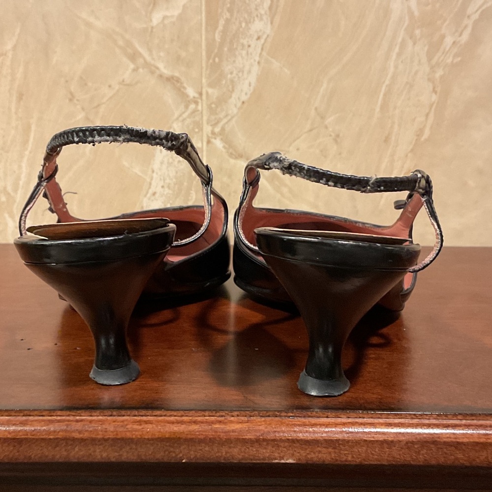 Salvatore Ferragamo Black Slingback Heels, Size 8.5B - Picture 5 of 13